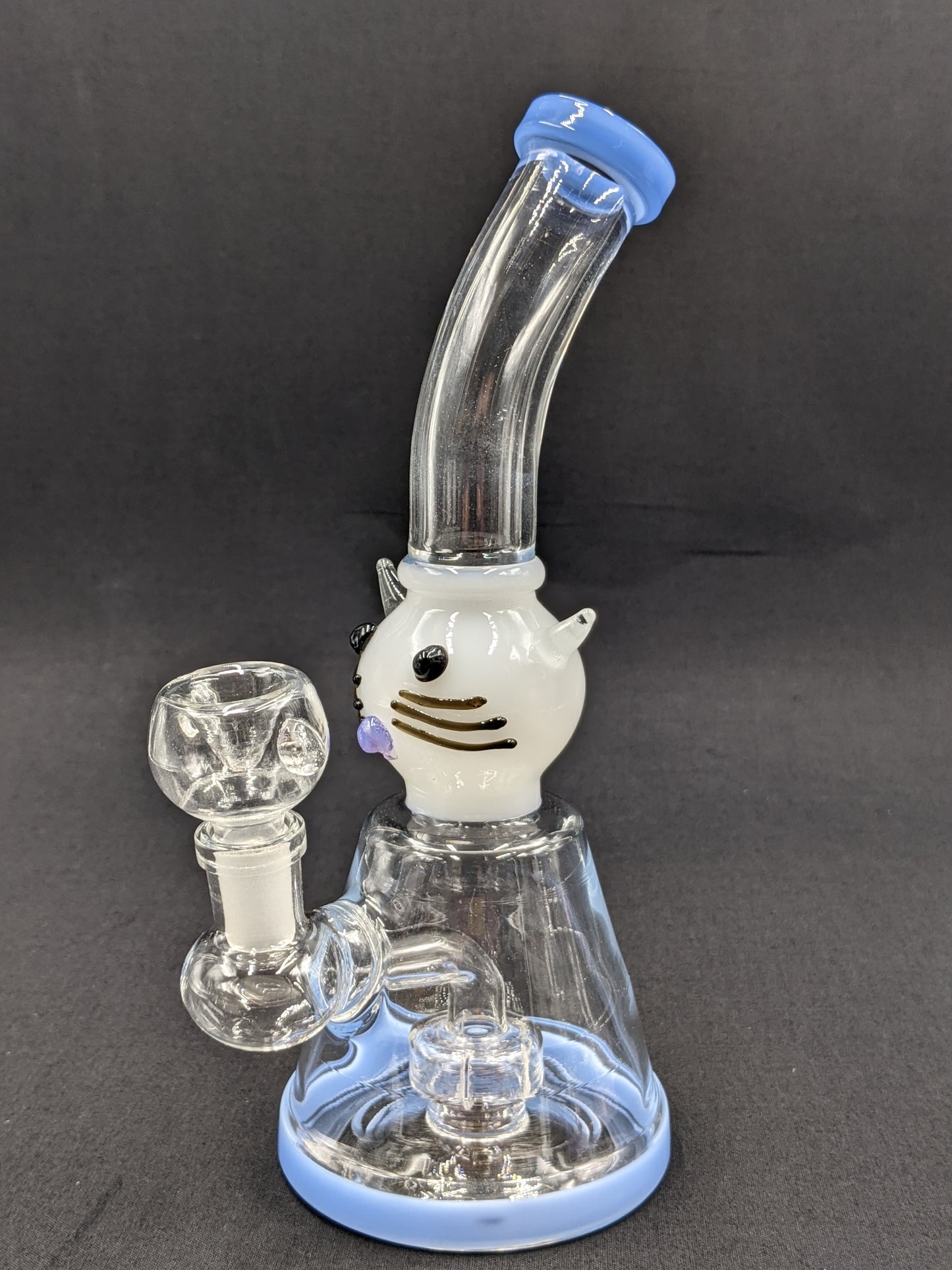 8.5" Glass Water Pipe Bong Bent Neck Wheel Percolator Kitty BL