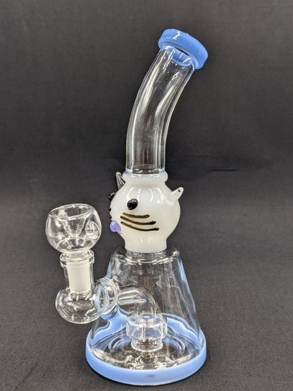 8.5" Glass Water Pipe Bong Bent Neck Wheel Percolator Kitty BL