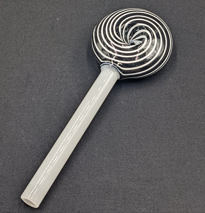 6" Glass Spoon Lollipop Swirl Black