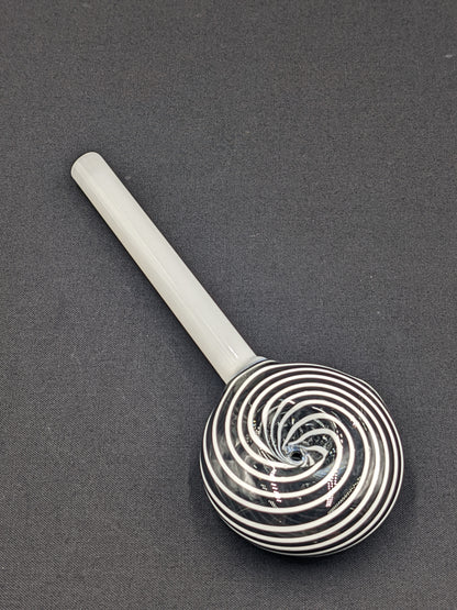 6" Glass Spoon Lollipop Swirl Black