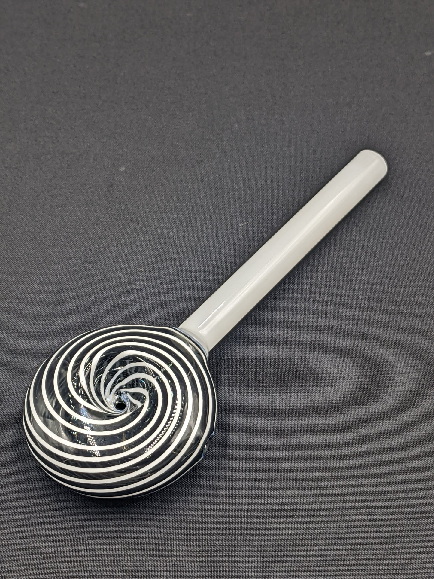6" Glass Spoon Lollipop Swirl Black