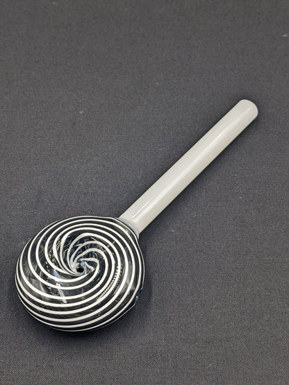 6" Glass Spoon Lollipop Swirl Black