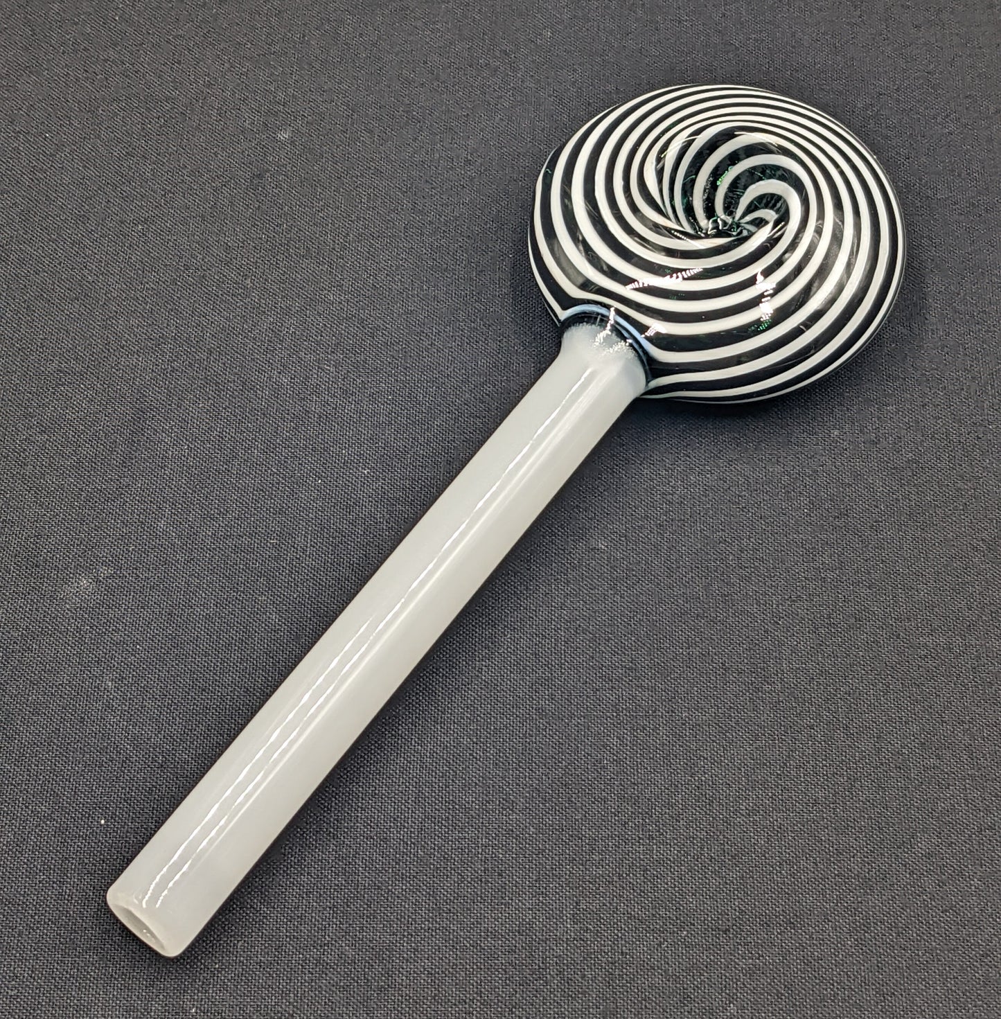 6" Glass Spoon Lollipop Swirl Green 03