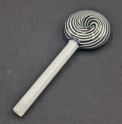 6" Glass Spoon Lollipop Swirl Green 03
