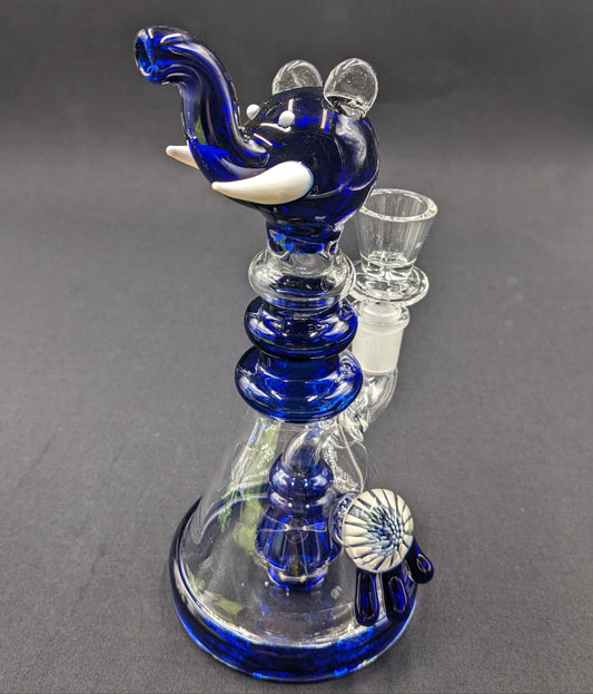 8" Glass Water Pipe Bong Elephant Blue