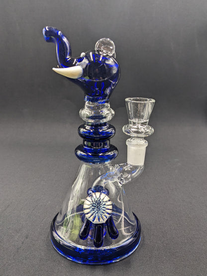 8" Glass Water Pipe Bong Elephant Blue