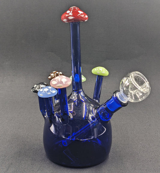 7" Glass Water Pipe Bong Mushroom Style BL