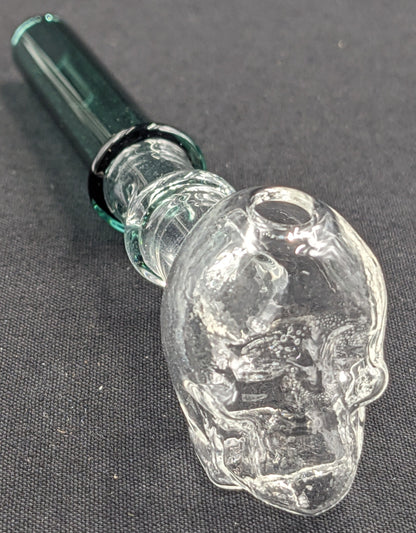 5" Glass Oil Burner Skull Dark Green