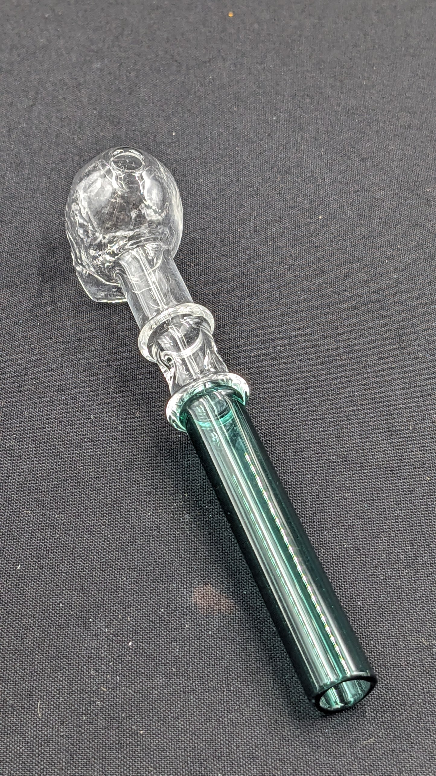 5" Glass Oil Burner Skull Dark Green
