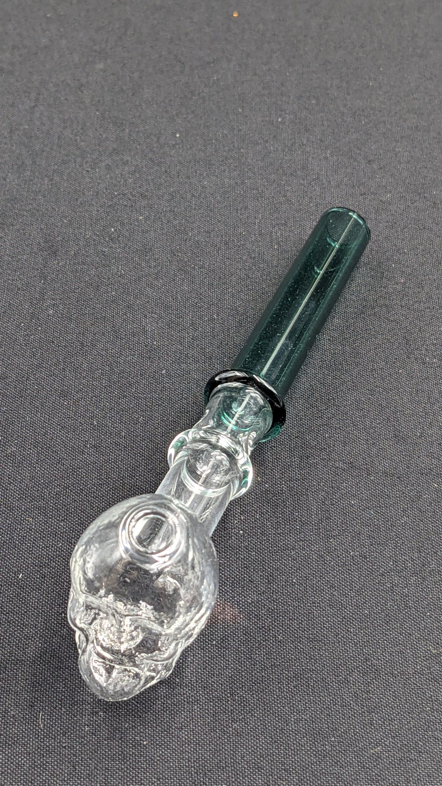 5" Glass Oil Burner Skull Dark Green