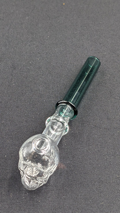 5" Glass Oil Burner Skull Dark Green