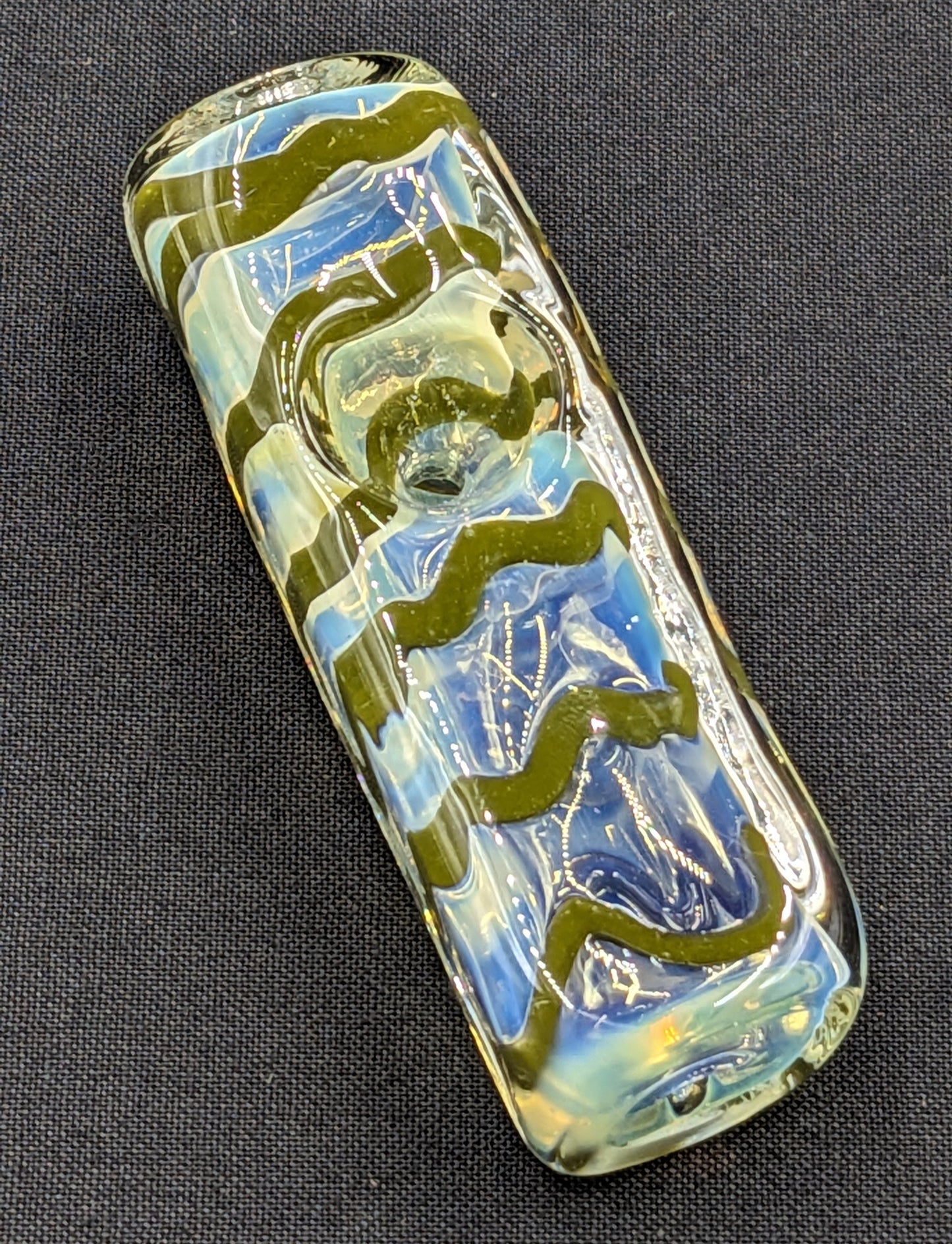 3" Glass Bowl Heavy Rectangle Swirl Green
