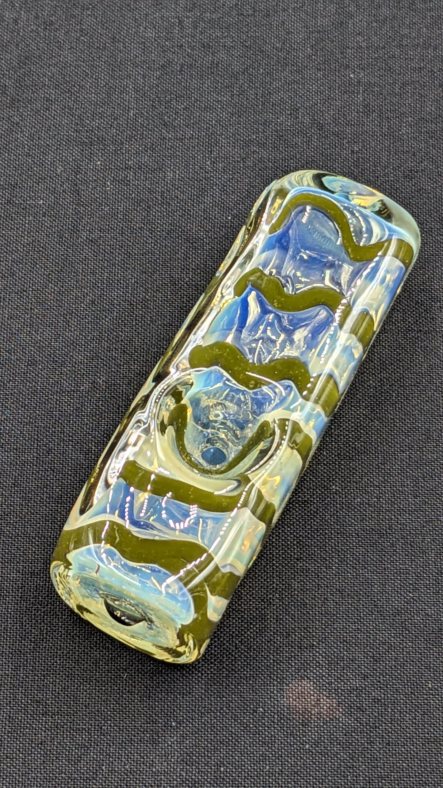 3" Glass Bowl Heavy Rectangle Swirl Green