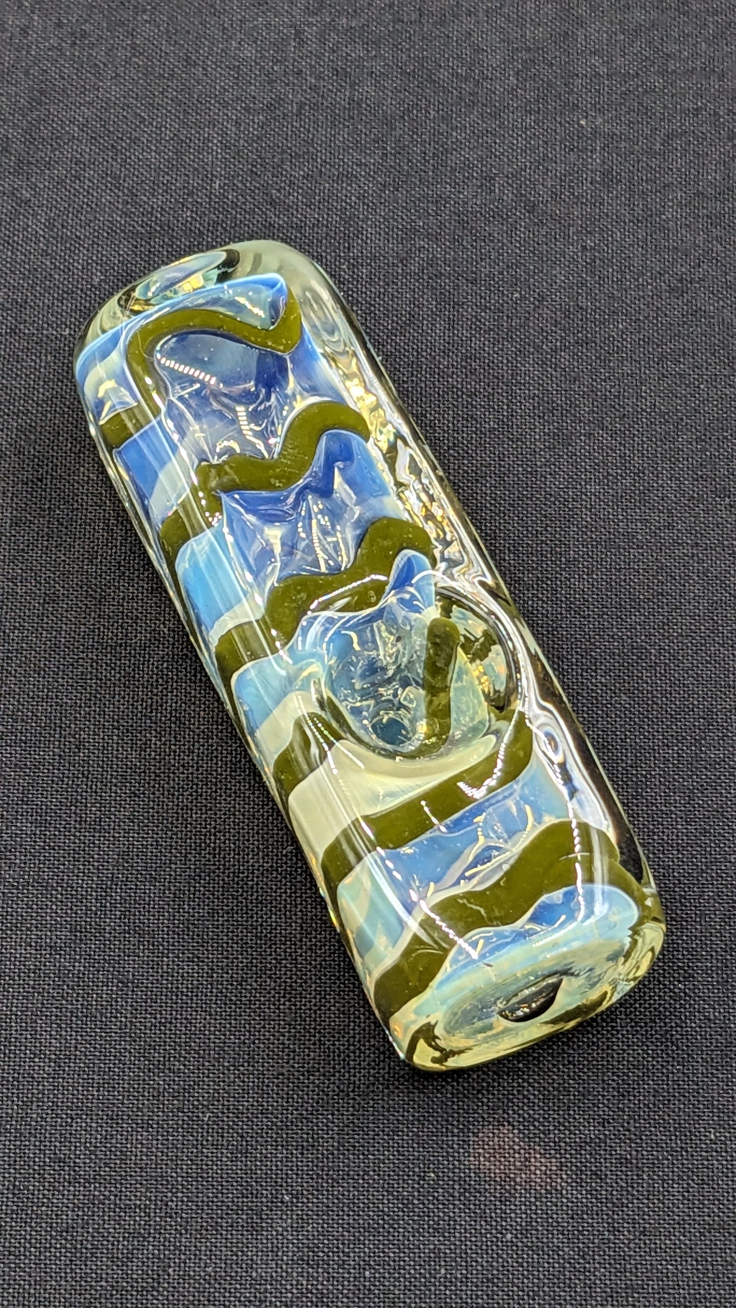 3" Glass Bowl Heavy Rectangle Swirl Green