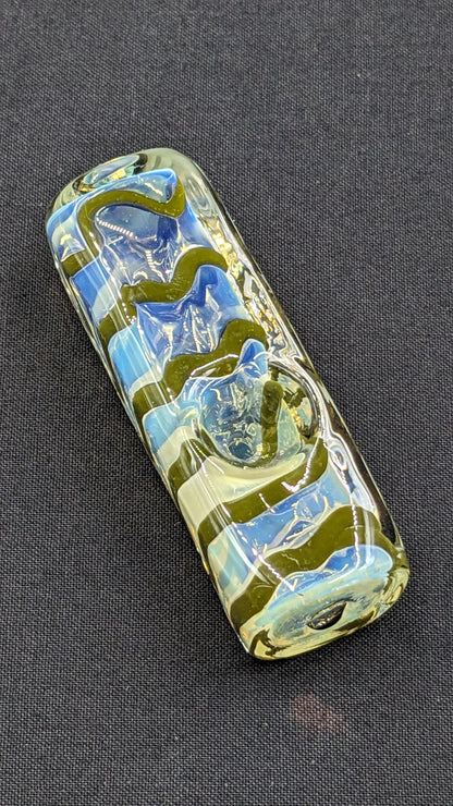3" Glass Bowl Heavy Rectangle Swirl Green