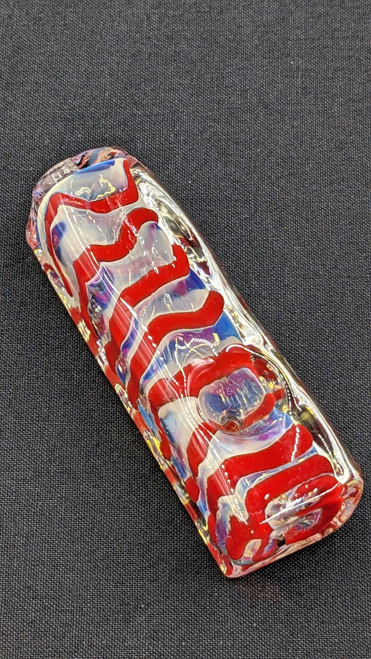 3" Glass Bowl Heavy Rectangle Swirl Red