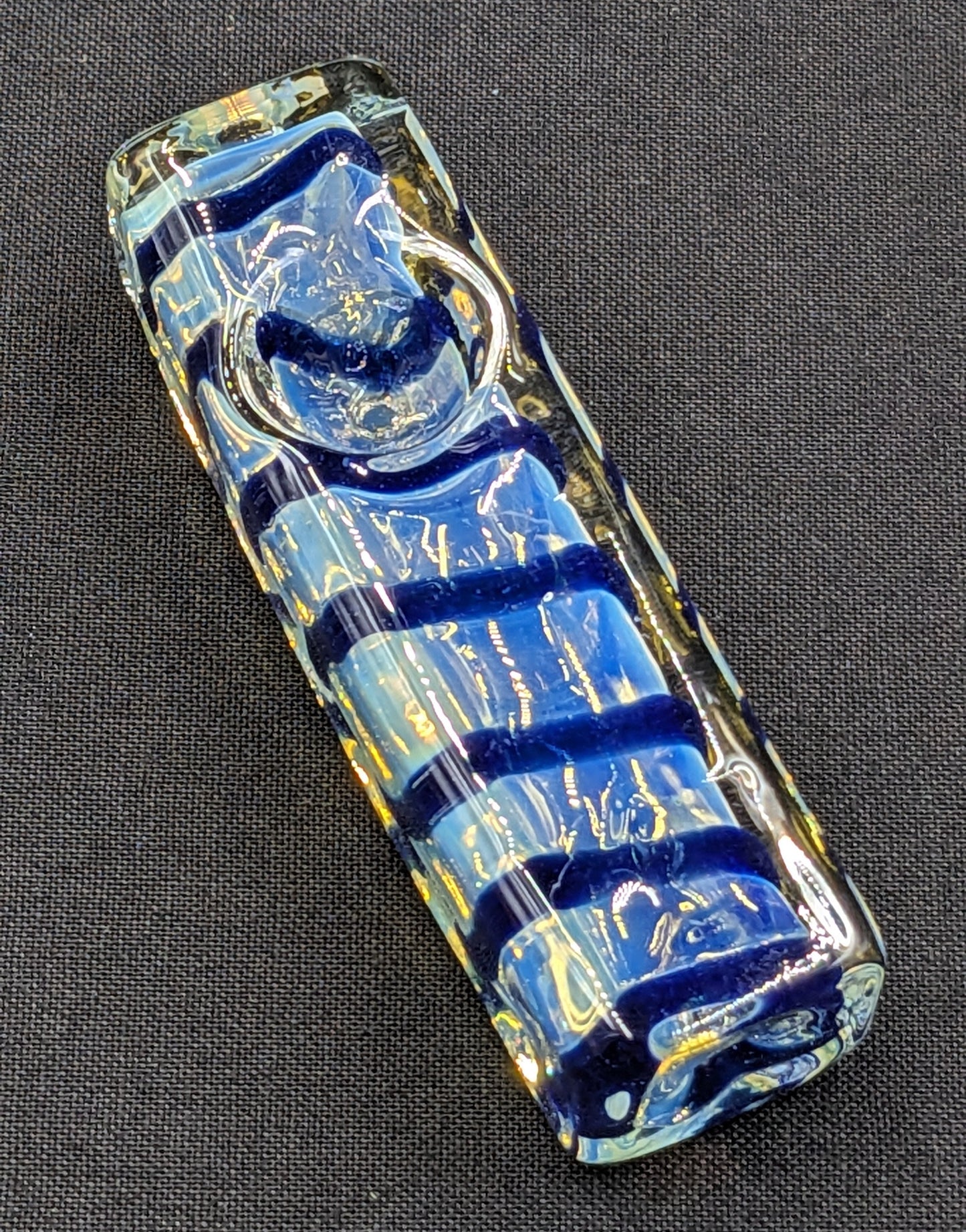 3" Glass Spoon Heavy Rectangle Swirl Blue