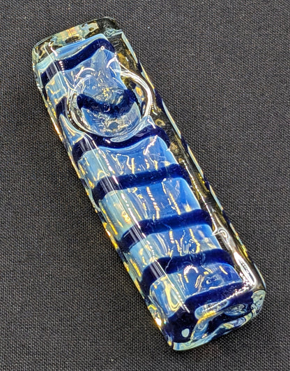 3" Glass Spoon Heavy Rectangle Swirl Blue
