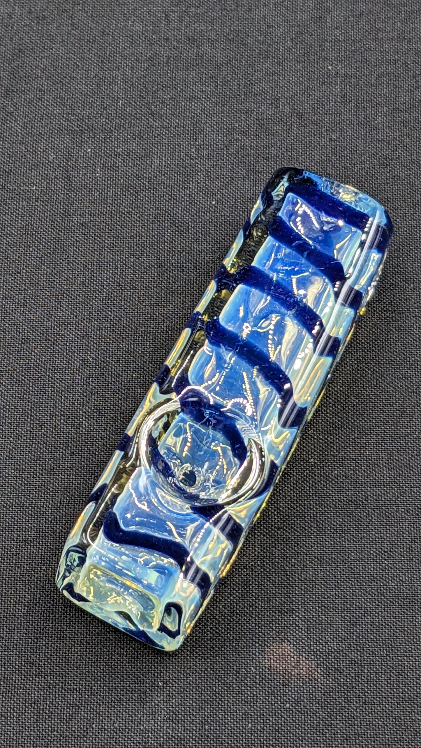 3" Glass Spoon Heavy Rectangle Swirl Blue