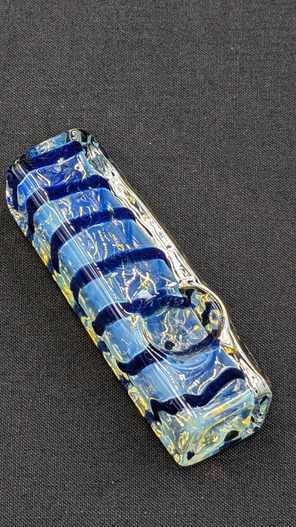 3" Glass Spoon Heavy Rectangle Swirl Blue
