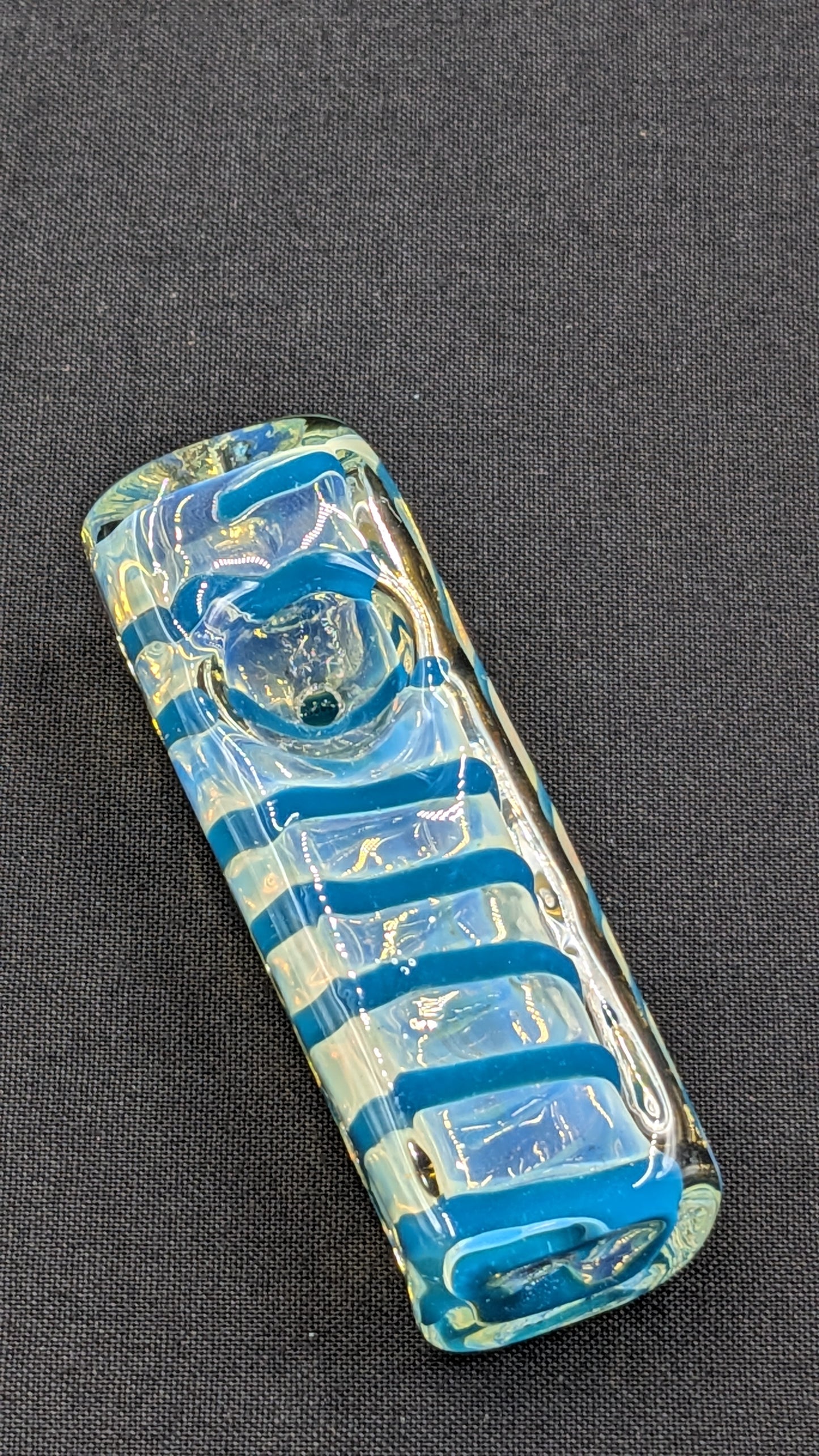 3" Glass Bowl Heavy Rectangle Swirl Light Blue