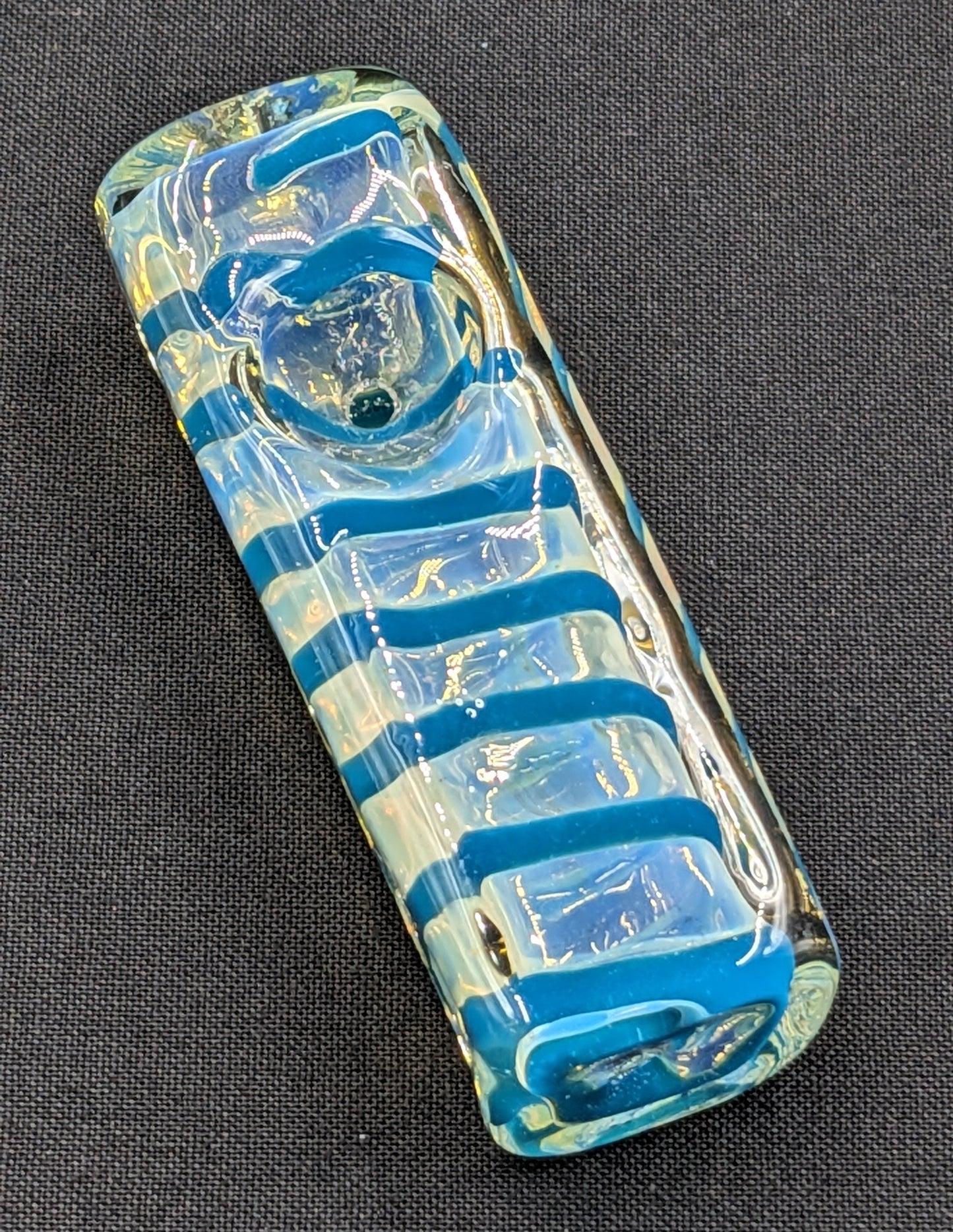 3" Glass Spoon Heavy Rectangle Swirl Light Blue