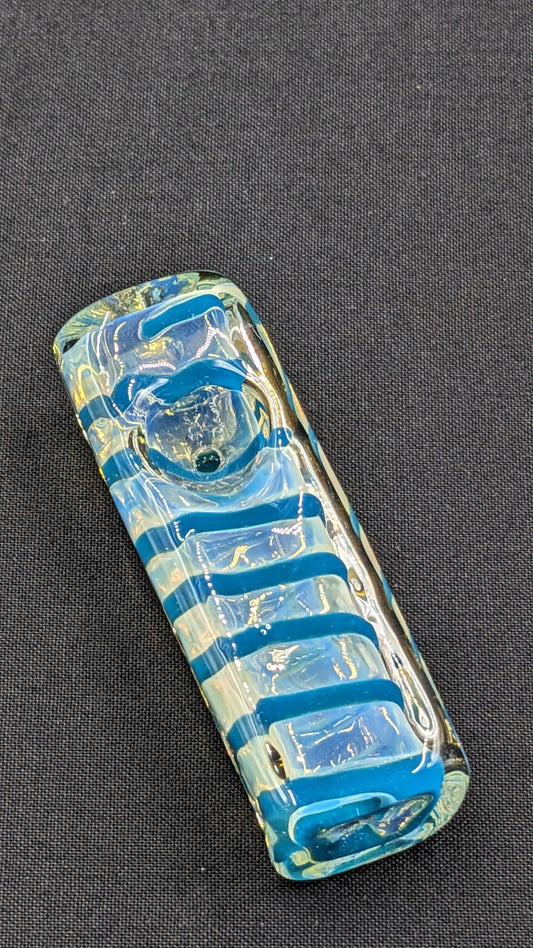3" Glass Spoon Heavy Rectangle Swirl Light Blue