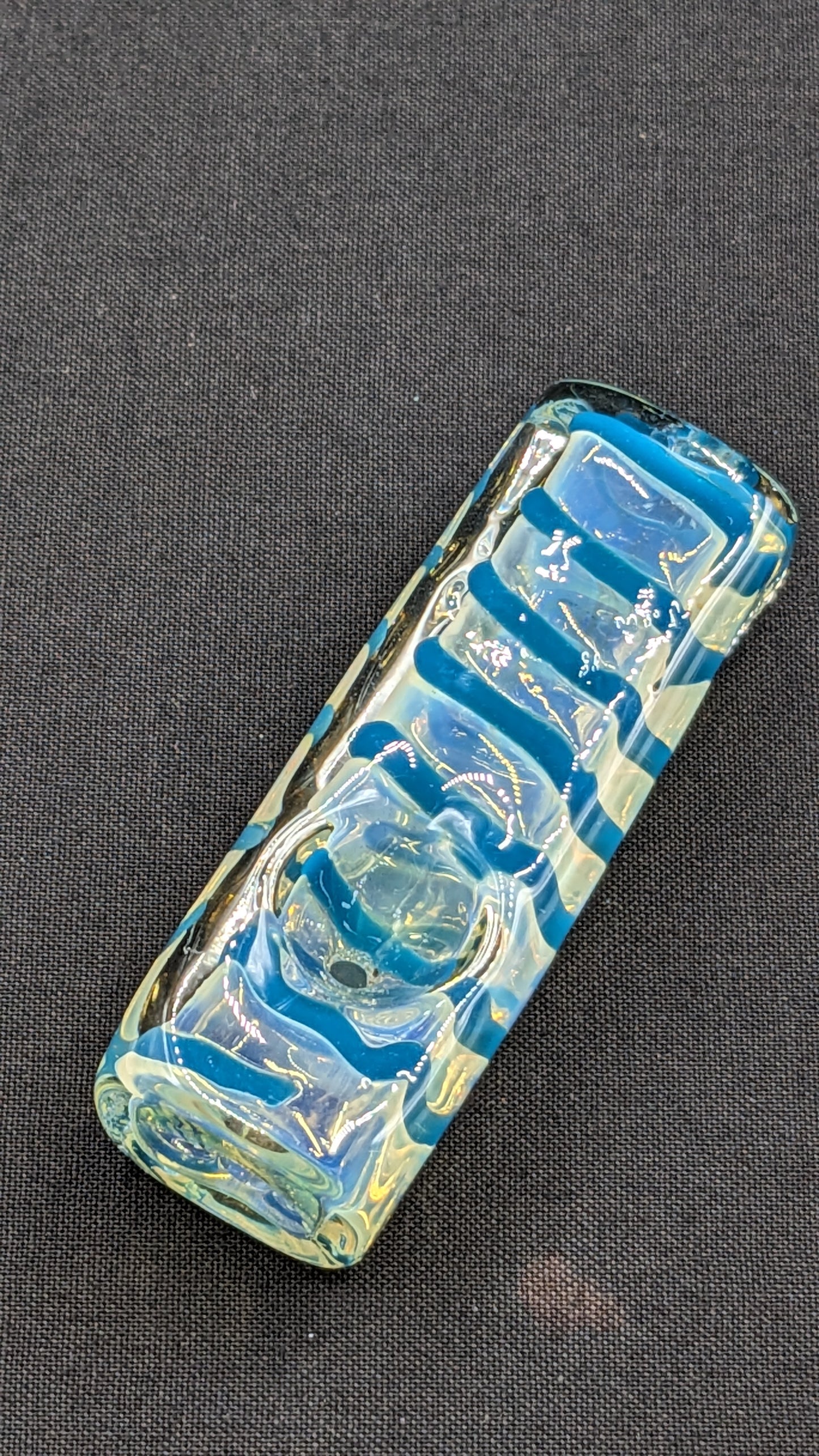 3" Glass Spoon Heavy Rectangle Swirl Light Blue