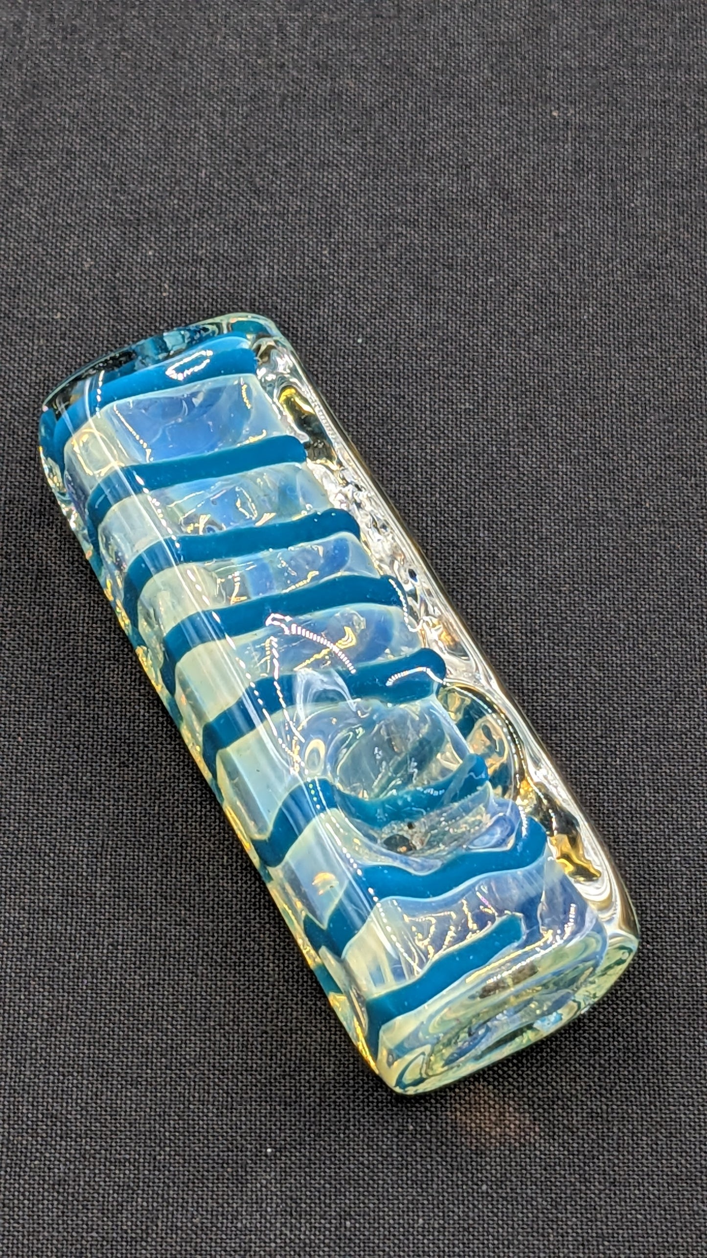 3" Glass Spoon Heavy Rectangle Swirl Light Blue