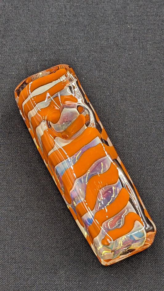 3" Glass Spoon Heavy Rectangle Swirl Orange