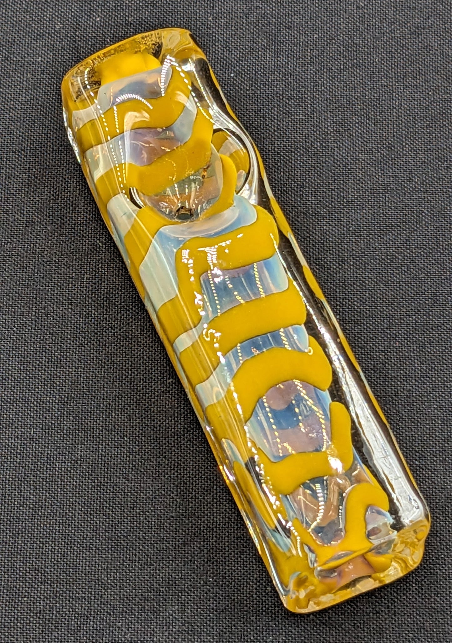3" Glass Bowl Heavy Rectangle Swirl Yellow
