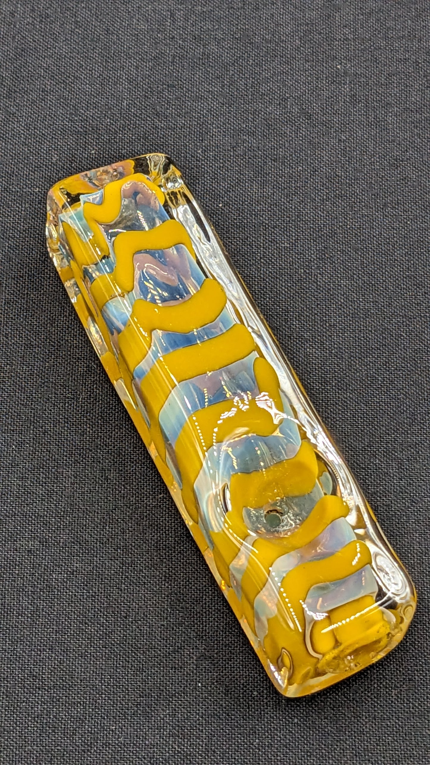 3" Glass Bowl Heavy Rectangle Swirl Yellow
