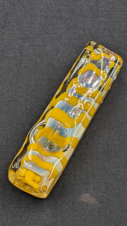 3" Glass Bowl Heavy Rectangle Swirl Yellow
