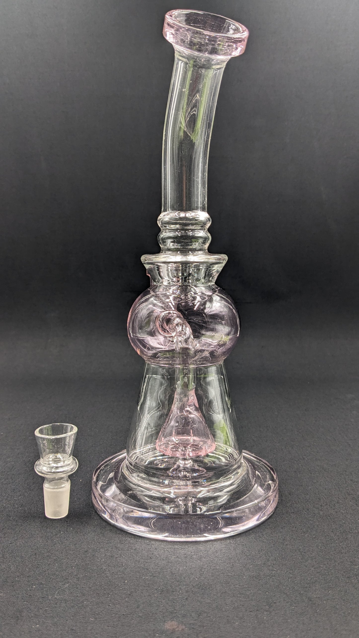 10.5" Glass Water Pipe Bong Thick Bent Neck Pink 33