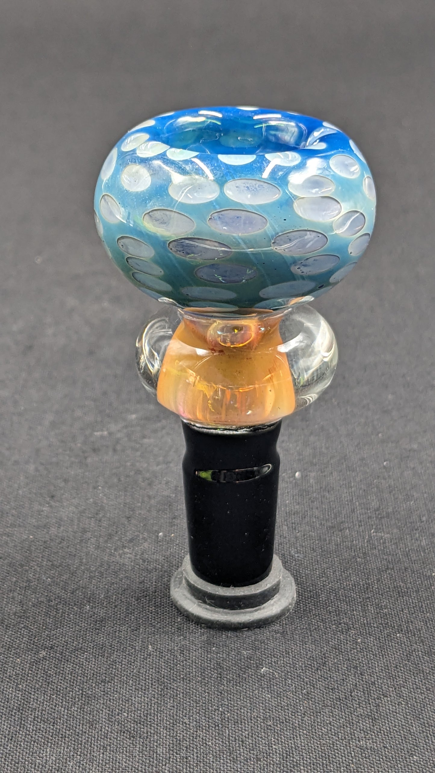14mm Male Slide Bowl Glass for Water Pipes - BW07 Gold Fummed Sp-Blue