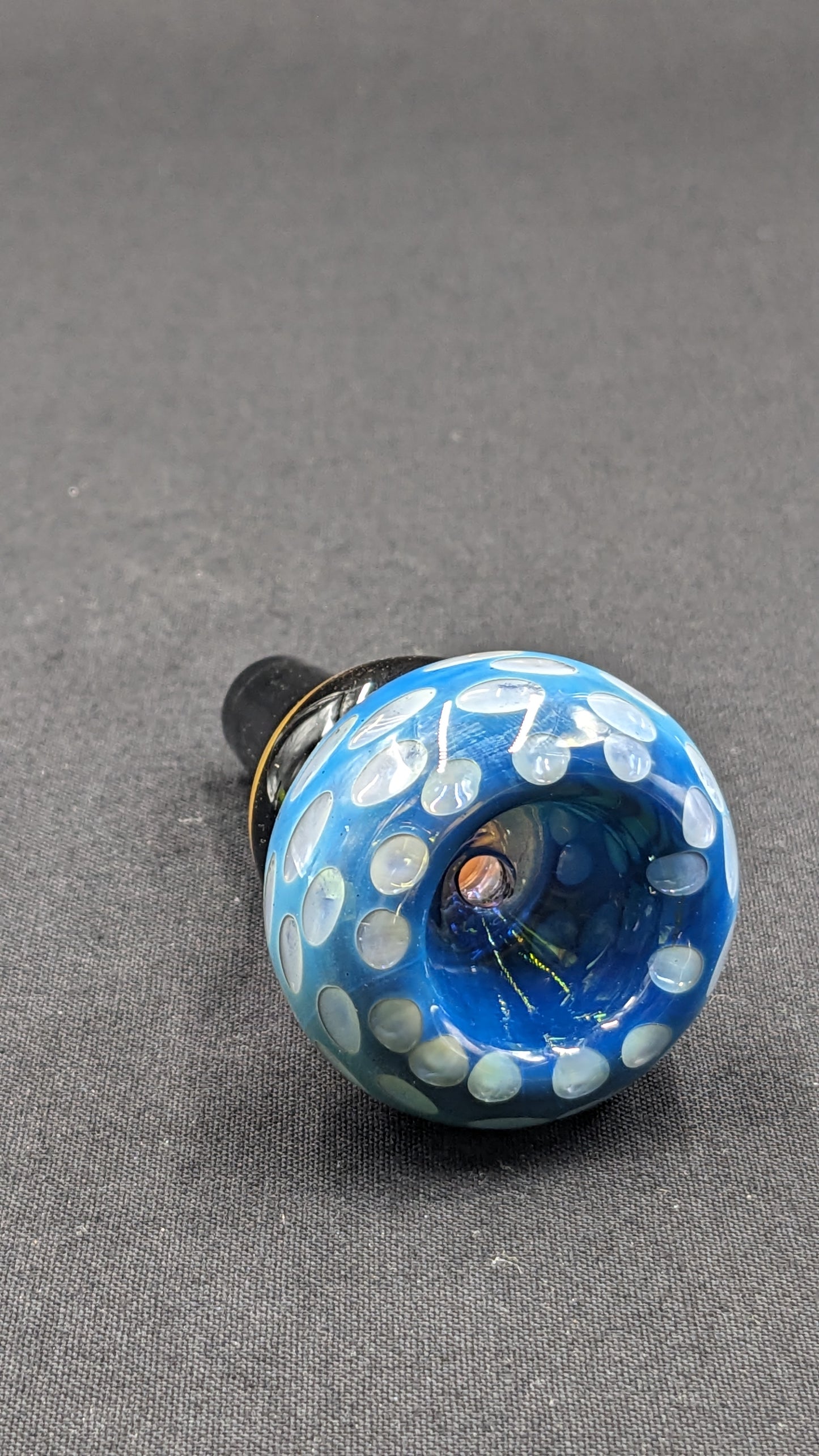 14mm Male Slide Bowl Glass for Water Pipes - BW07 Gold Fummed Sp-Blue