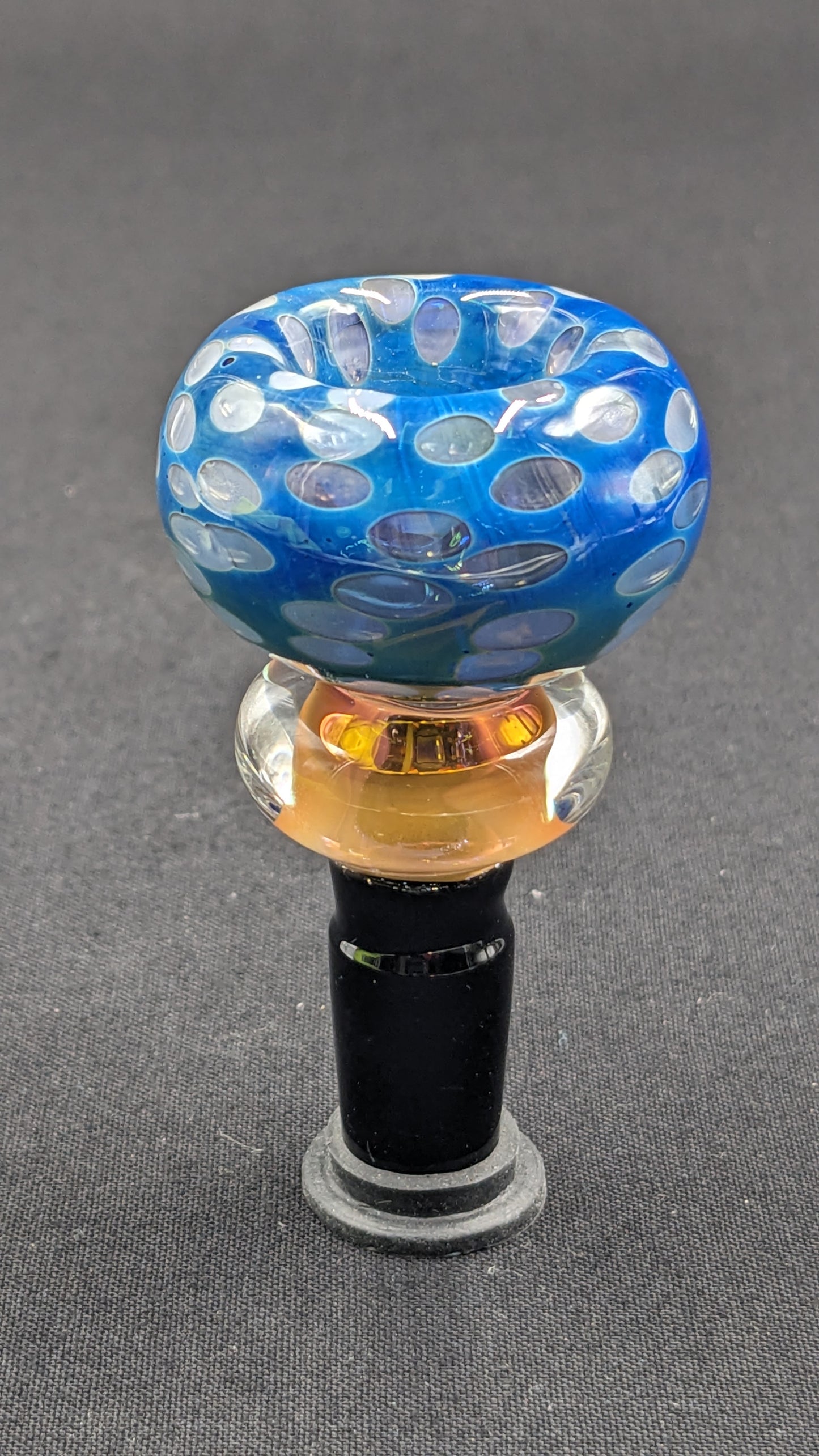 14mm Male Slide Bowl Glass for Water Pipes - BW07 Gold Fummed Sp-Blue