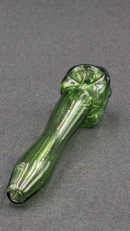4" Glass Spoon Skull Green