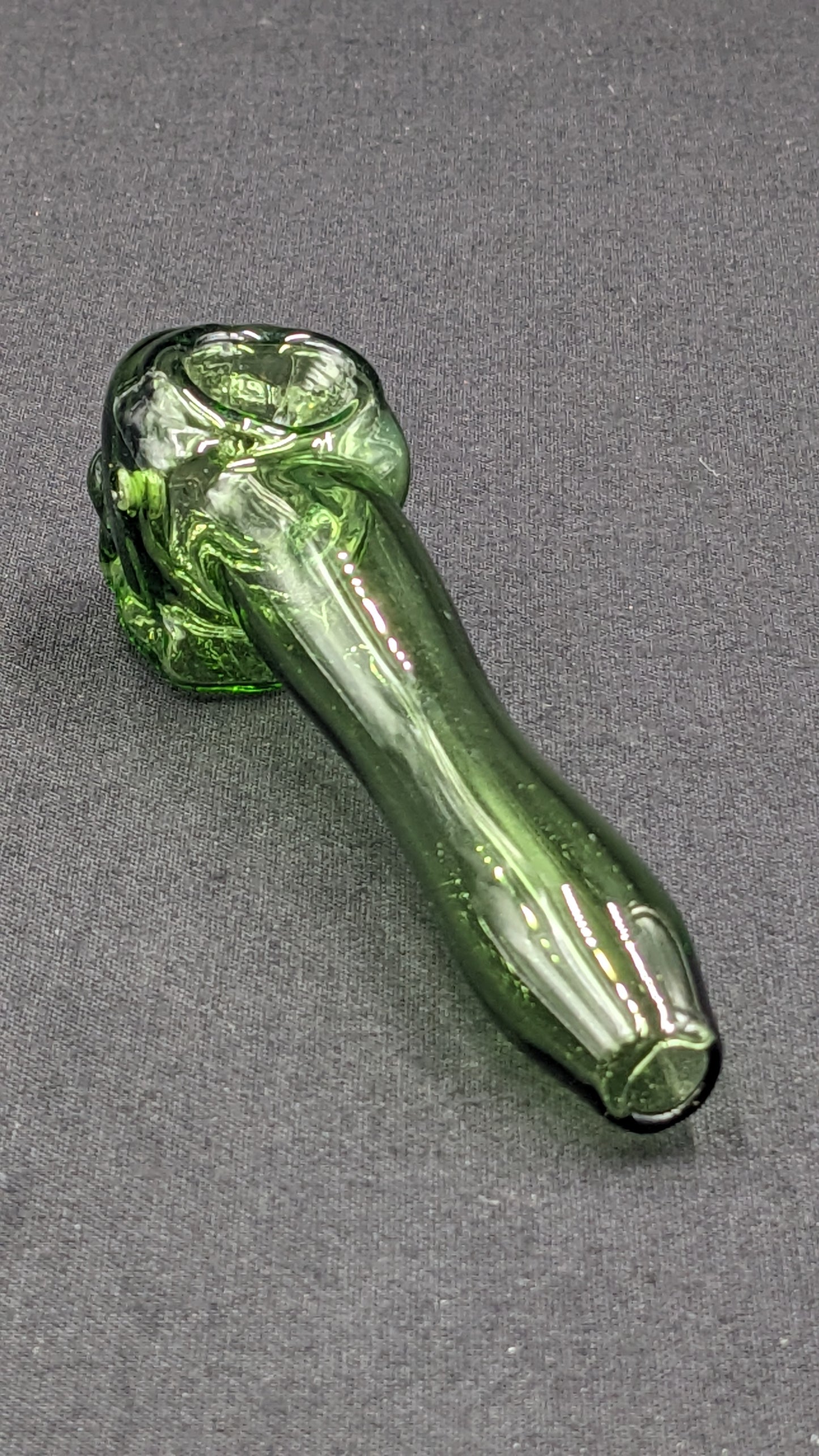 4" Glass Spoon Skull Green