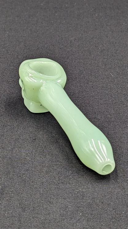 4" Glass Spoon Skull Jade