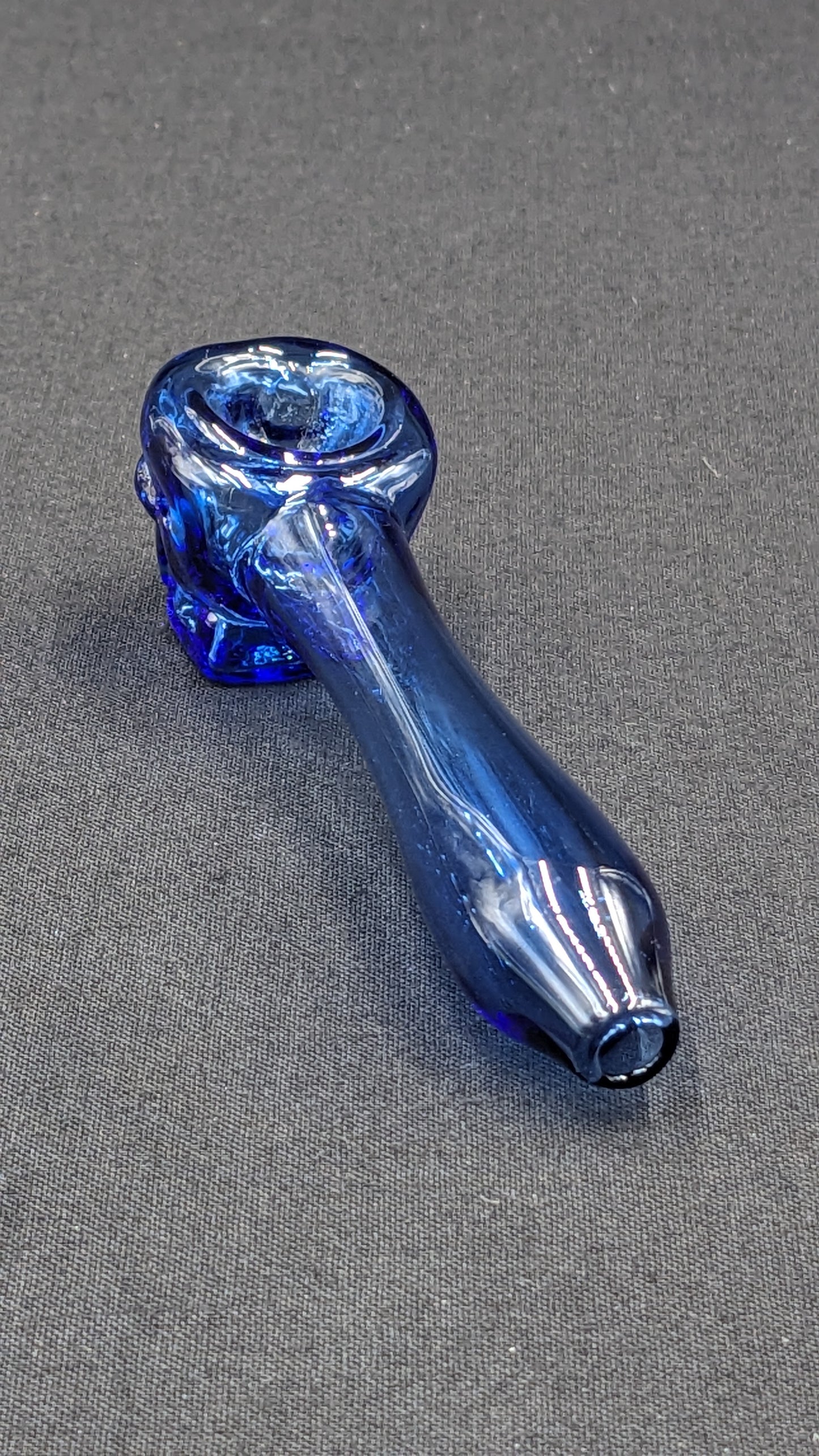 4" Glass Spoon Skull Light Blue