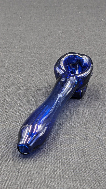 4" Glass Spoon Skull Blue 01