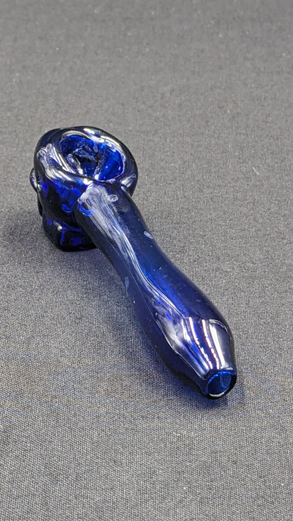 4" Glass Spoon Skull Blue 01