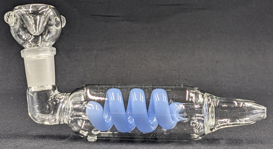 5" Glass Coil Tube Pipe w/ 14mm Slide bowl Light Blue