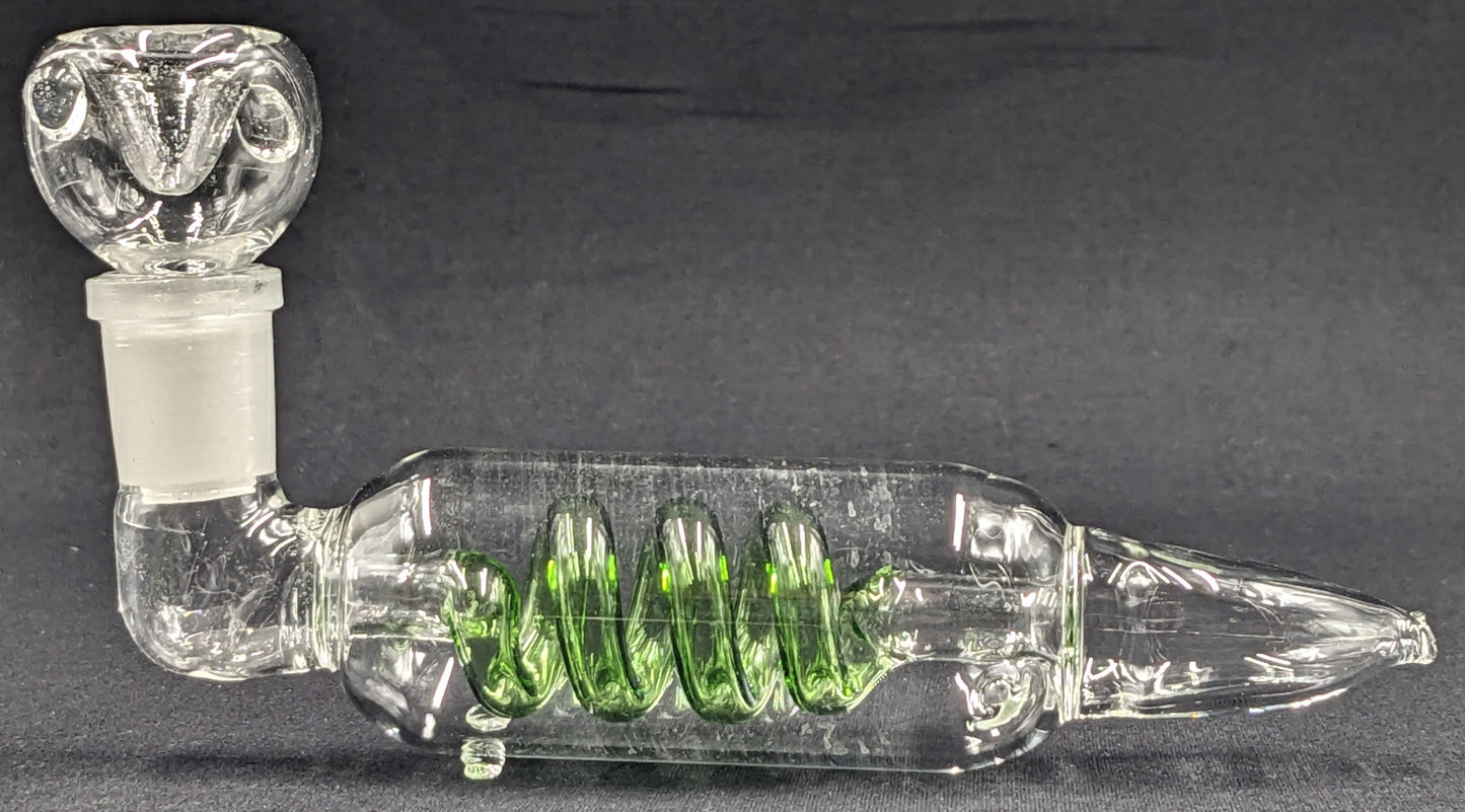 5" Glass Coil Tube Pipe w/ 14mm Slide bowl Green