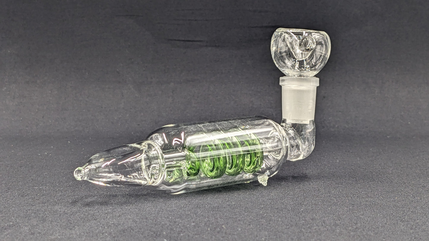 5" Glass Coil Tube Pipe w/ 14mm Slide bowl Green