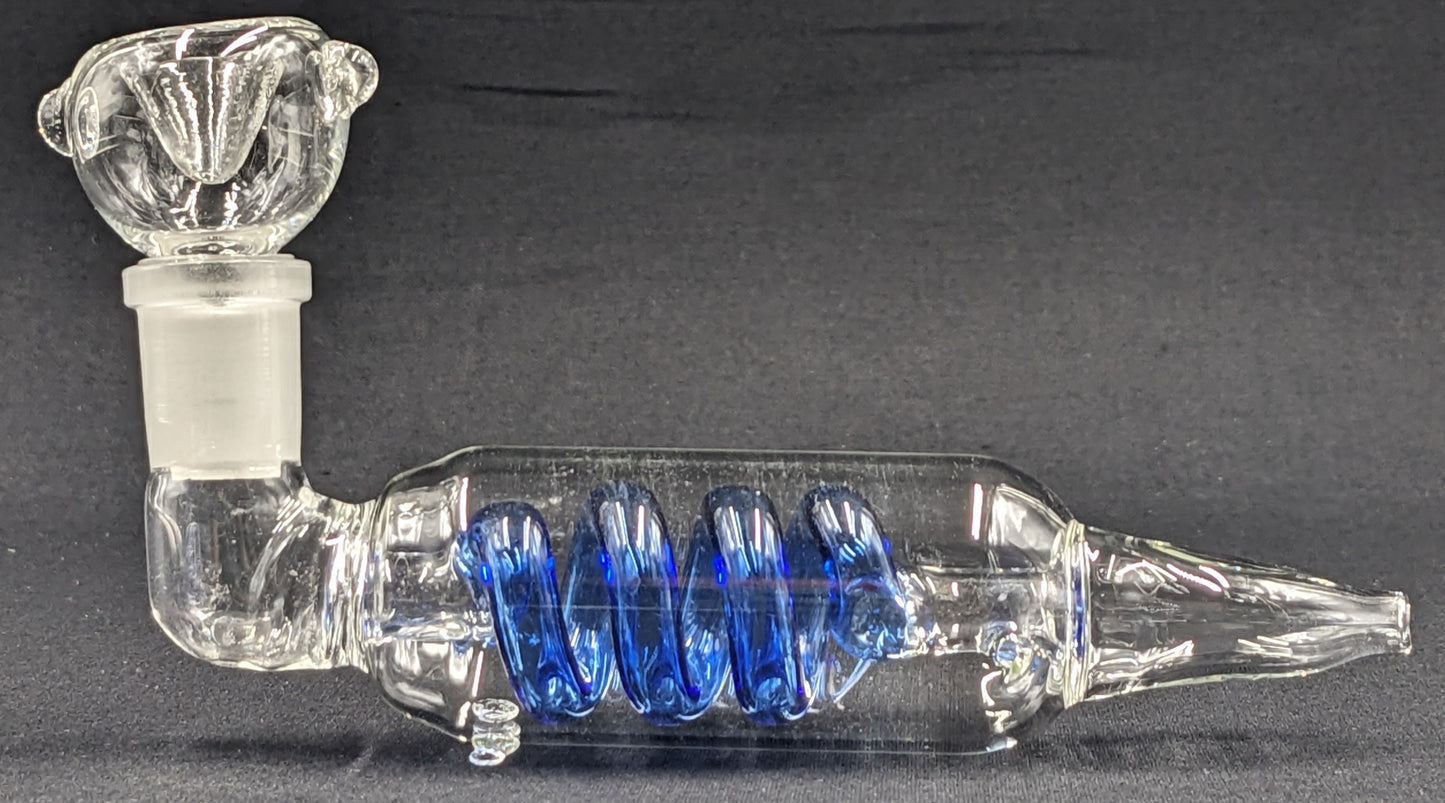 5" Glass Coil Tube Pipe w/ 14mm Slide bowl Blue