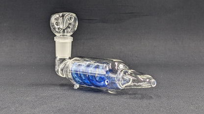 5" Glass Coil Tube Pipe w/ 14mm Slide bowl Blue