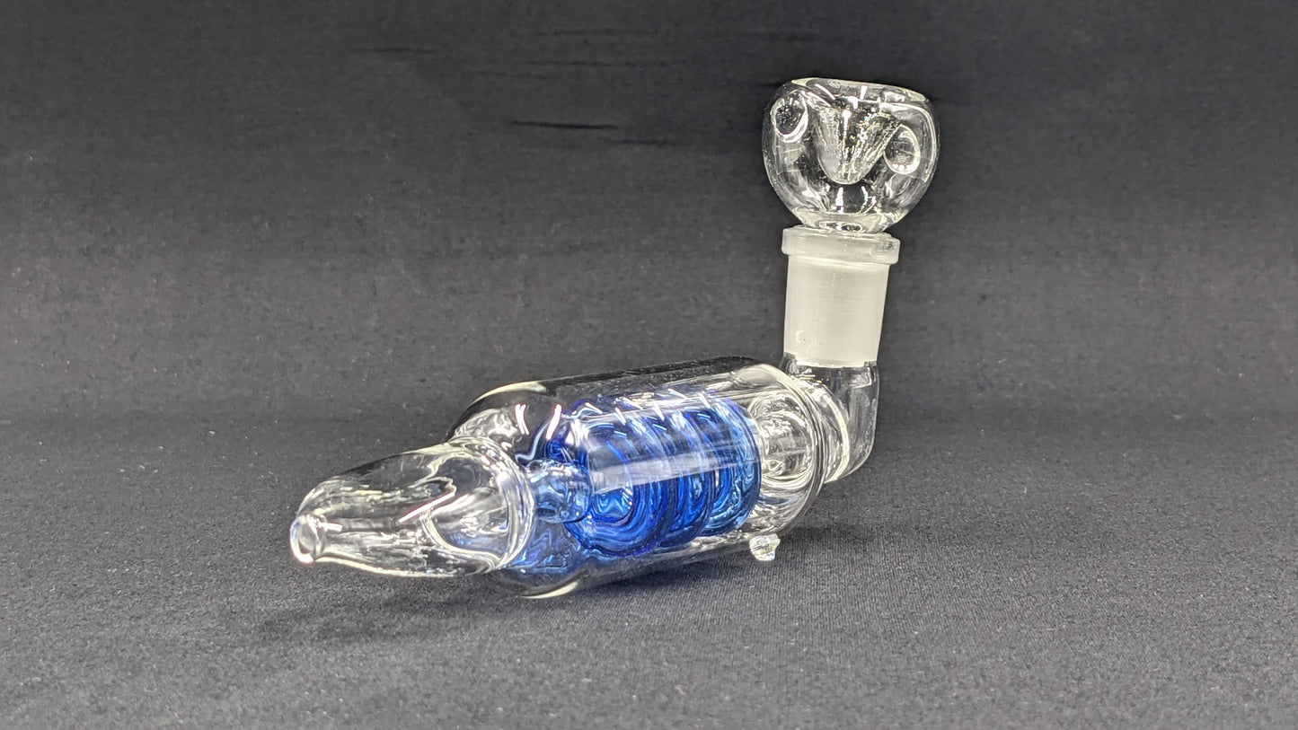 5" Glass Coil Tube Pipe w/ 14mm Slide bowl Blue