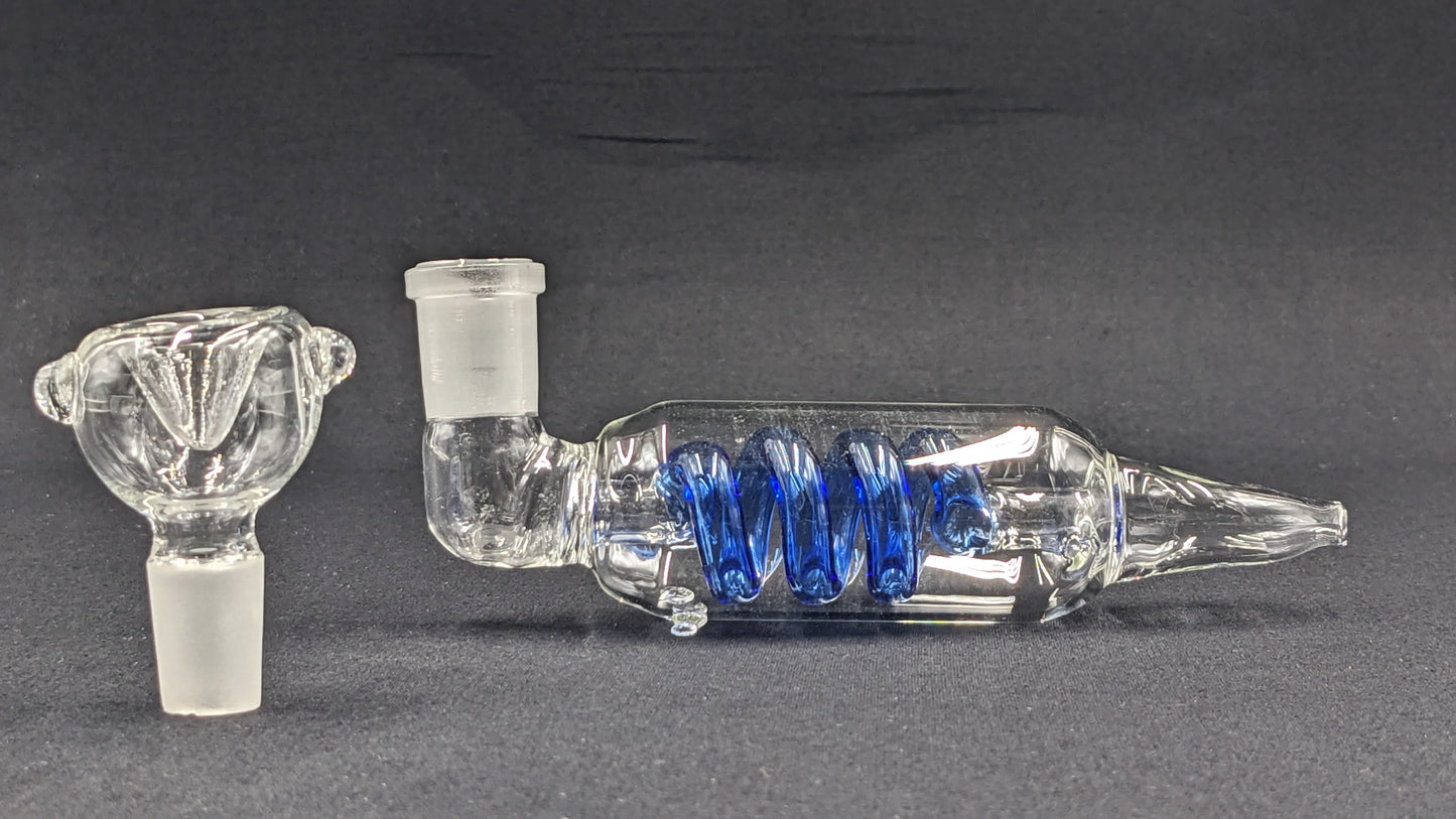5" Glass Coil Tube Pipe w/ 14mm Slide bowl Blue